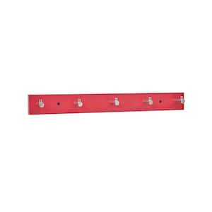 17.68 in. Red Wood Hanger With 5 Satin Nickel Hooks