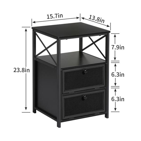 VECELO Modern Night Stand End Side Table with Storage and