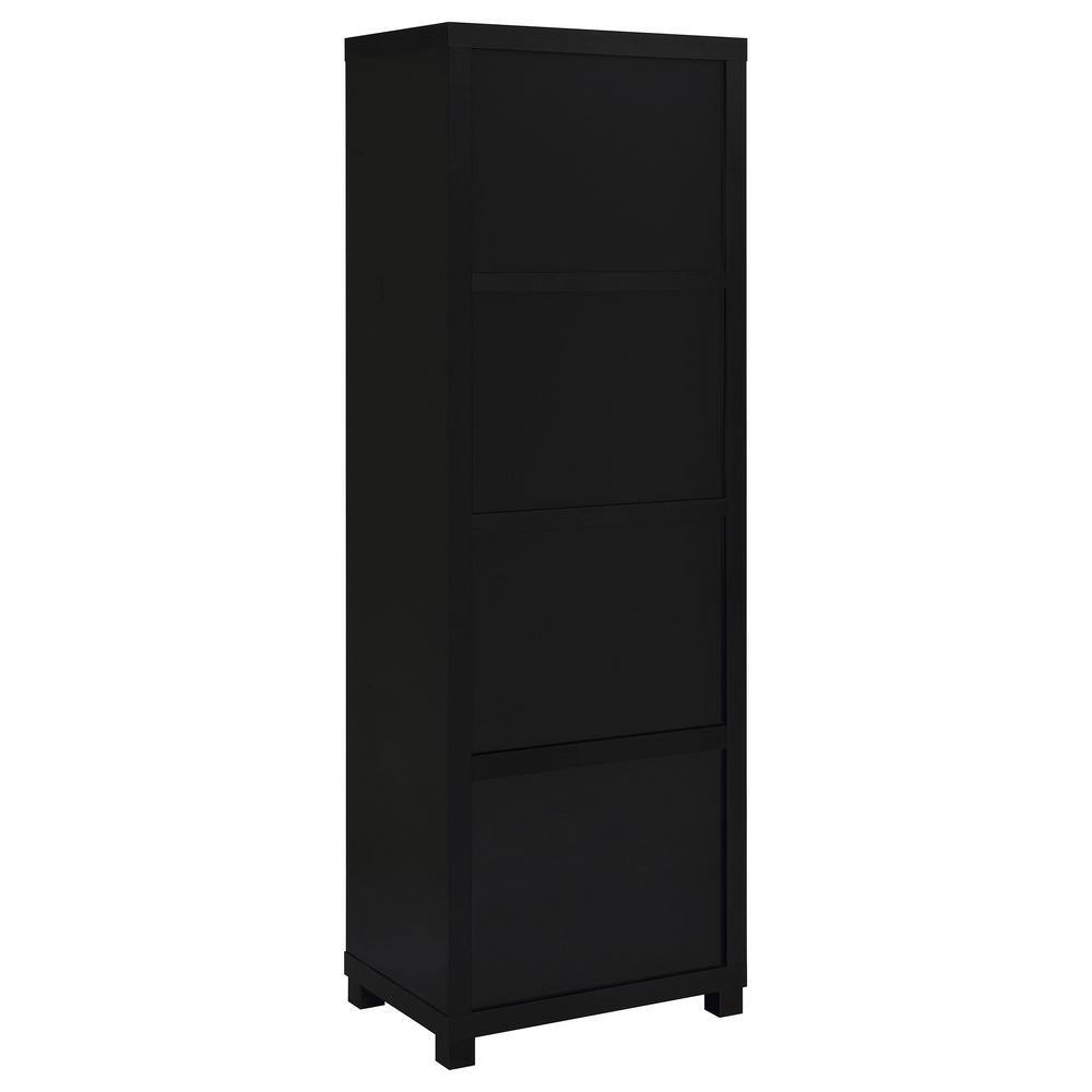 Black 3-Shelf Media Tower with Cabinet