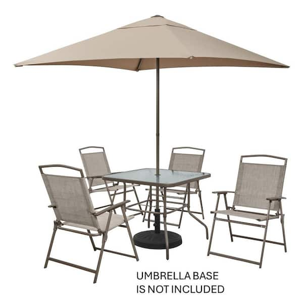 StyleWell Amberview 6 Piece Steel Square Outdoor Dining Set in Brown with Umbrella FDS50285C ST5 The Home Depot