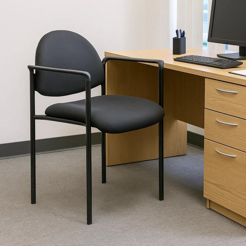 Fabric Molded Cap Office Task Chair in Black Arms