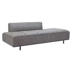 Confection 79.1 W in. Armless Faux Leather Rectangle Sofa in. Gray