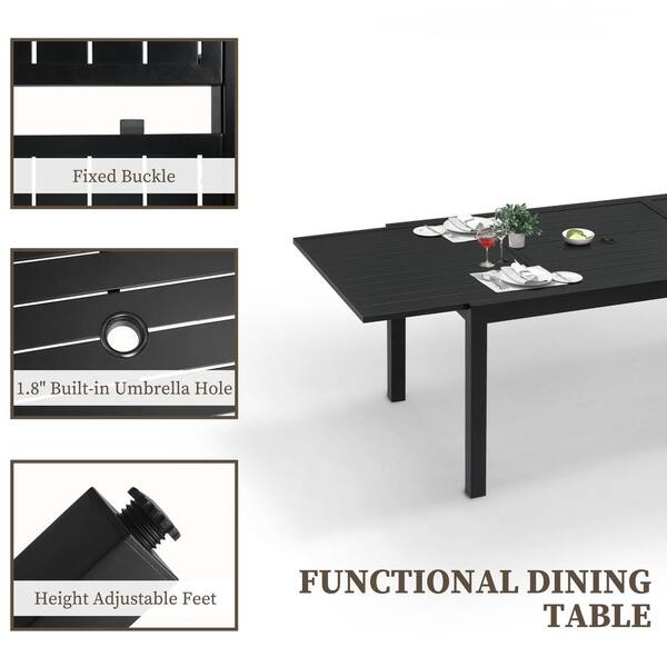 INNUMIA Black 88.6 in. Width Rectangle Aluminum Patio INNUMIA Black 88.6 in. Width Rectangle Aluminum Patio