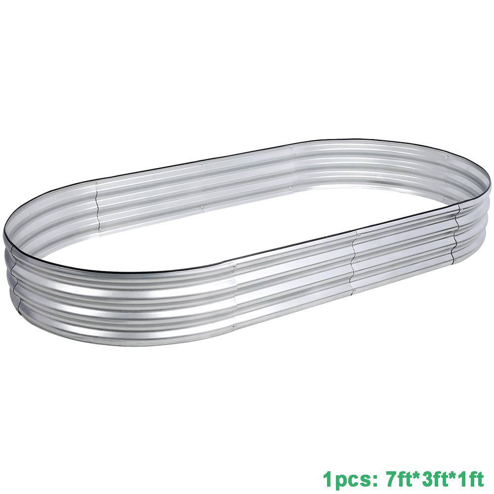 7 ft. L x 3 ft. W x 1 ft. H Outdoor Galvanized Steel Oval Raised Garden Bed