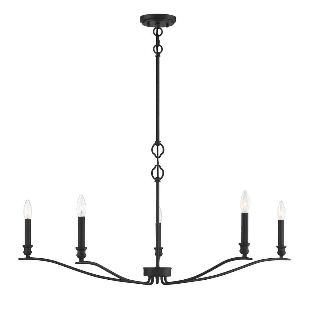42 in. W x 15 in. H 5-Light Matte Black Candlestick Chandelier with Curved Arms price history on PriceWatchPro