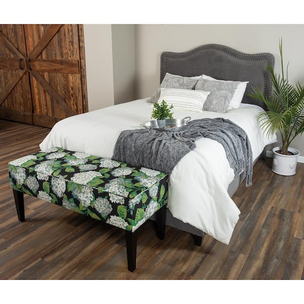 Leffler Home Vivian Queen Upholstered Bed with Side Rails and Footboard in Gray