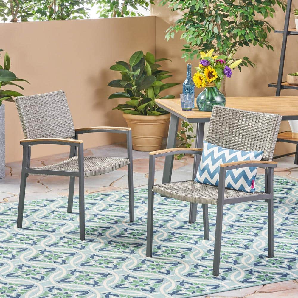 Legacy Gray Stationary Faux Rattan Outdoor Patio Dining Chair (2-Pack) price history on PriceWatchPro