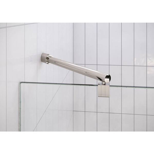 Glass Warehouse Halo 30.25 in. W x 78 in. H Glass Hinged Frameless Shower Door in Polished Nickel with Clear Glass
