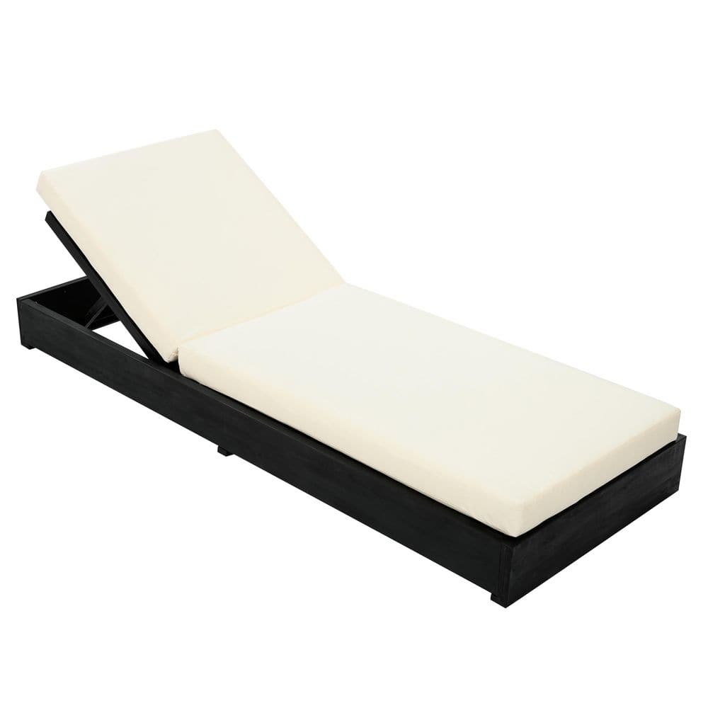 Simmons Solid Wood Outdoor Patio Chaise Lounge with Cream Cushion, Black price history on PriceWatchPro