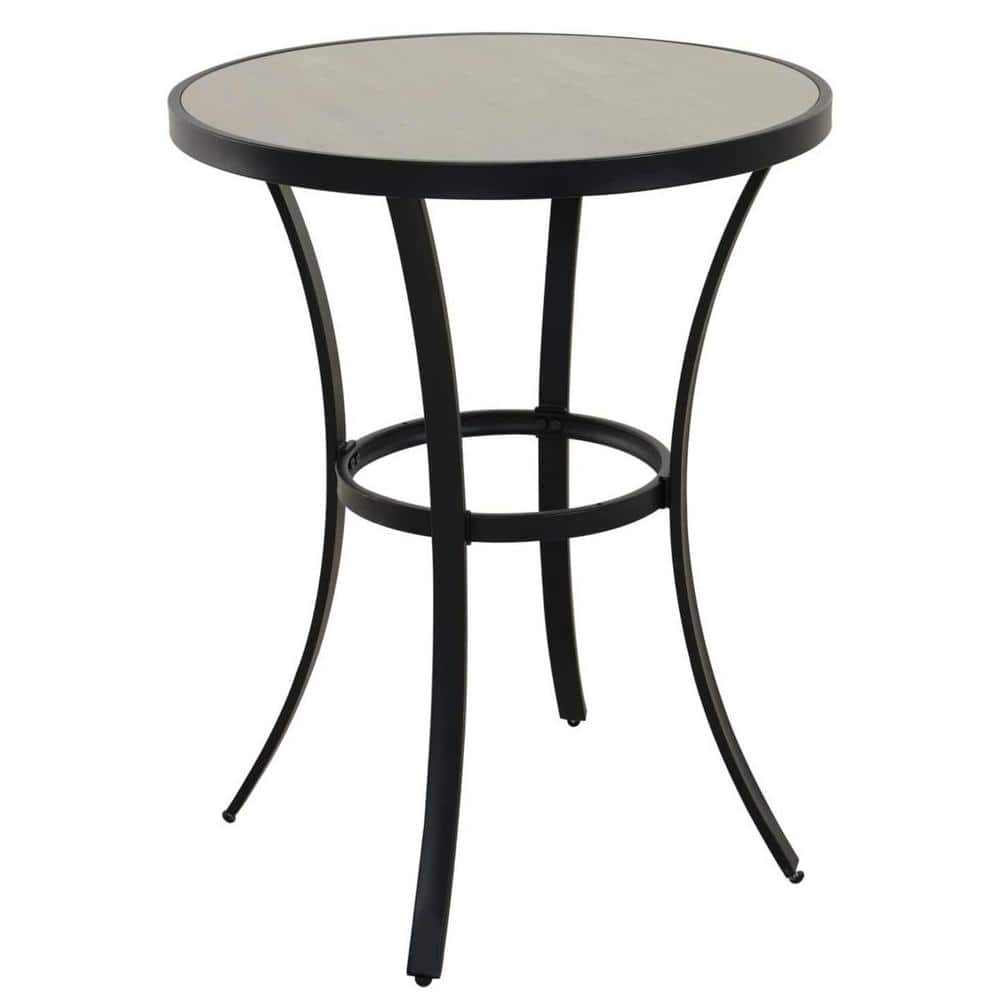Mondawe Round Metal Patio Bar Height Outdoor Dining Table TileTop Side