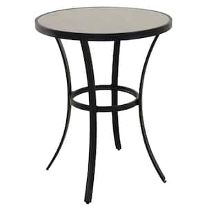 Round Metal Patio Bar Height Outdoor Dining Table Tile-Top Side Table