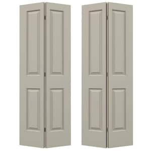 72 in. x 80 in. Carrara 2 Panel Hollow Core Desert Sand Painted Molded Composite Closet Bi-Fold Double Door