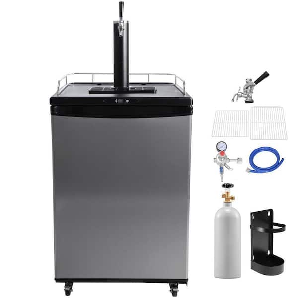 Beer Kegerator Single Tap Draft Beer Dispenser Full Size Keg Refrigerator With Shelves CO2 Cylinder Drip Tray & Rail