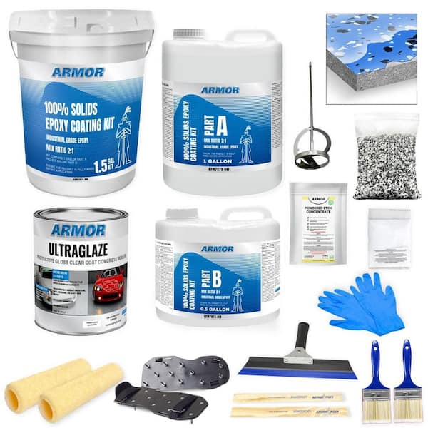 1.5 gal. Blue Gloss 2-Part 300 sq.ft. Epoxy Kit Interior Industrial Concrete Basement & Garage Epoxy Floor Paint Kit