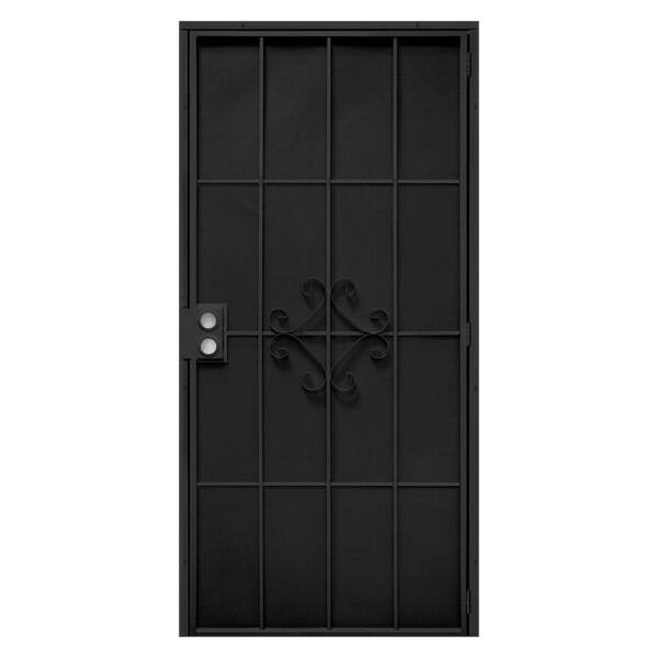 Unique Home Designs 36 in. x 80 in. Black Maraca Steel Security Door