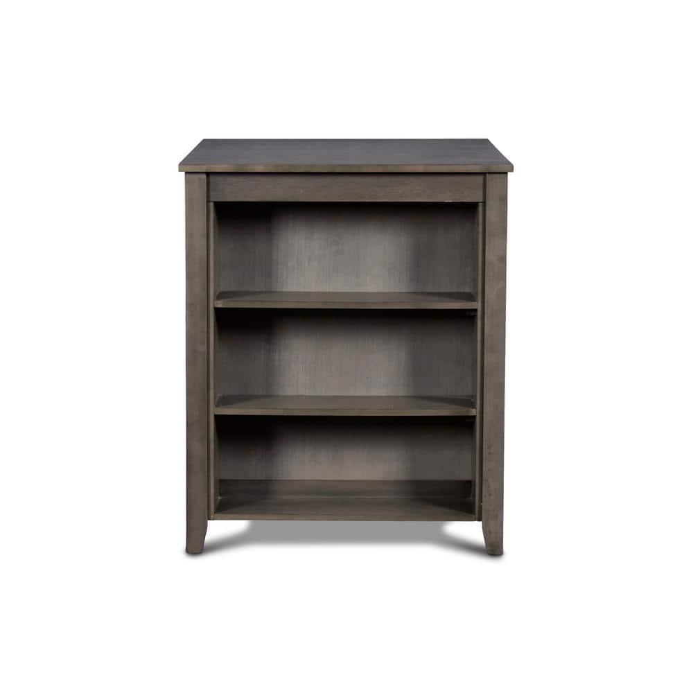 Gray Solid Wood Counter Table with Storage and 2 Chairs