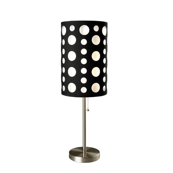 Ore International 30 In Black Steel, Black And White Polka Dot Table Lamp