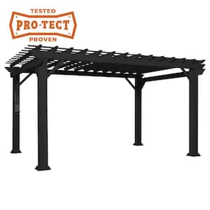 Stratford 14 ft. x 12 ft. Black Steel Traditional Pergola with Sail Shade Soft Canopy