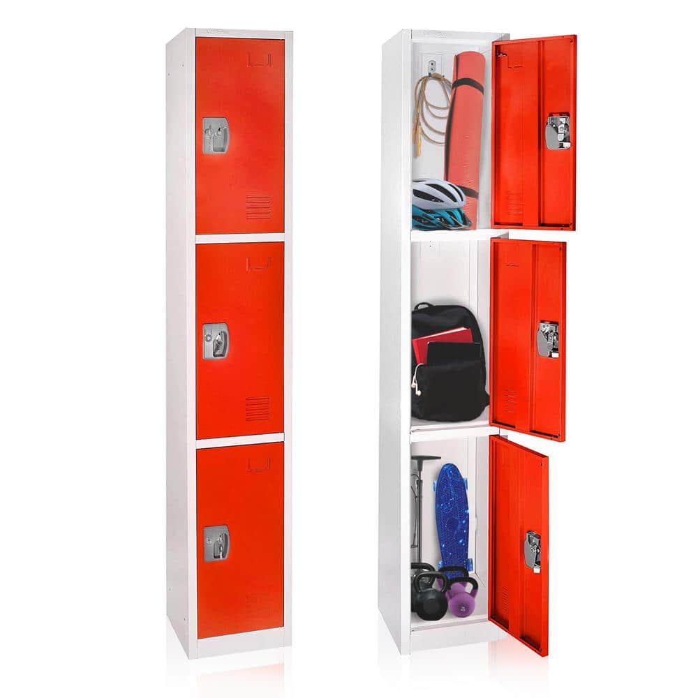 Red Steel 72'' Freestanding Office Locker with Adjustable Shelving