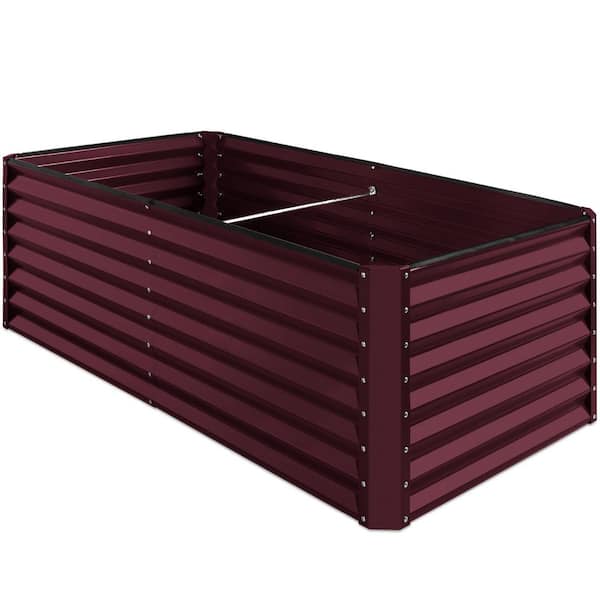 Best Choice Products 6 ft. x 3 ft. x 2 ft. Burgundy Outdoor Steel Raised Garden Bed Planter Box for Vegetables, Flowers, Herbs