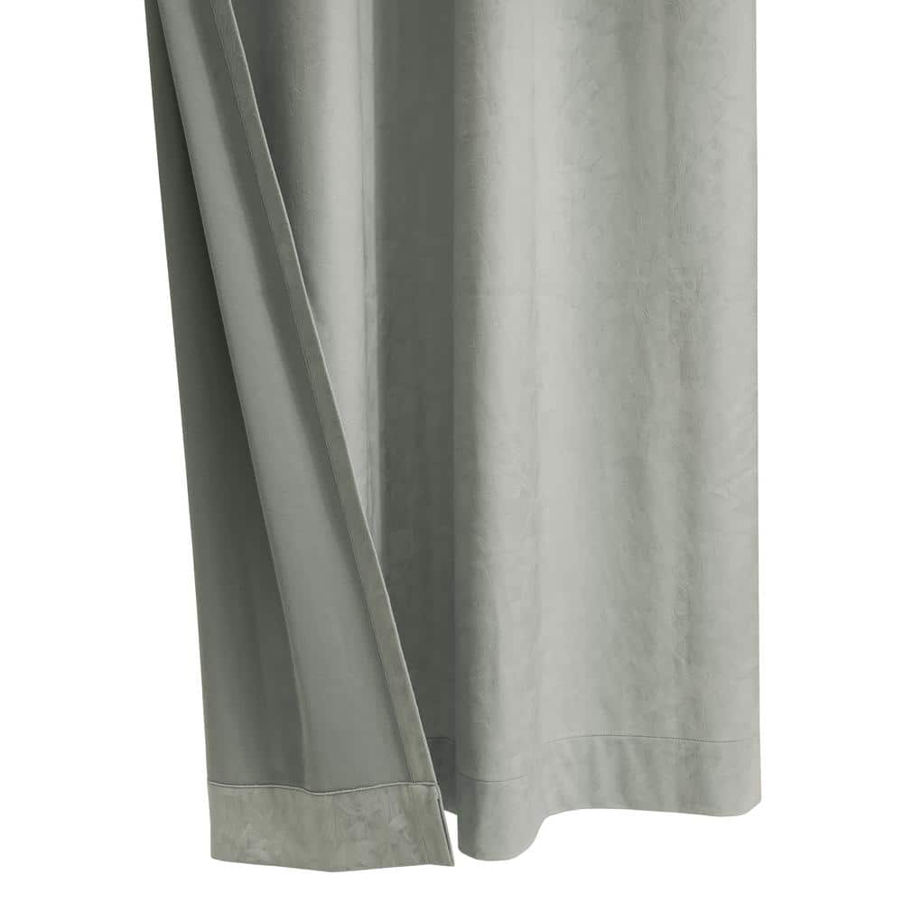 Bristol Gray Velvet Room-Darkening Grommet Curtain Panel 52" x 84"