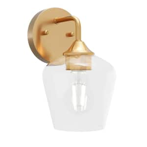 Modern 5.7 in. 1-Light Gold Wall Sconce Vintage Wall Lights with Clear Glass Shade