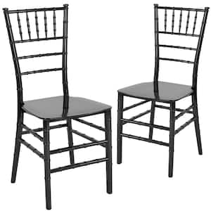 Black Flat Seat Resin Chiavari Chairs (Set of 2)