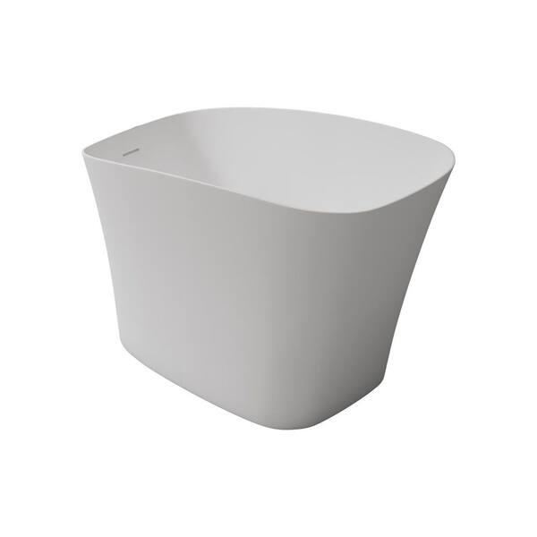 51.2 in.x Freestanding Solid Surface Japanese Soaking Bathtub with Integrated Seat, Modern Curved Design, Anti-Slip Base