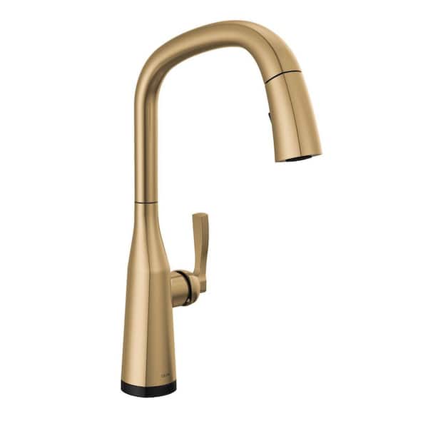 Delta Stryke Gold Touch/Touchless Champagne Bronze 17.25 in. H Pull Down Sprayer Kitchen Faucet with 360 Degree Spout Swivel