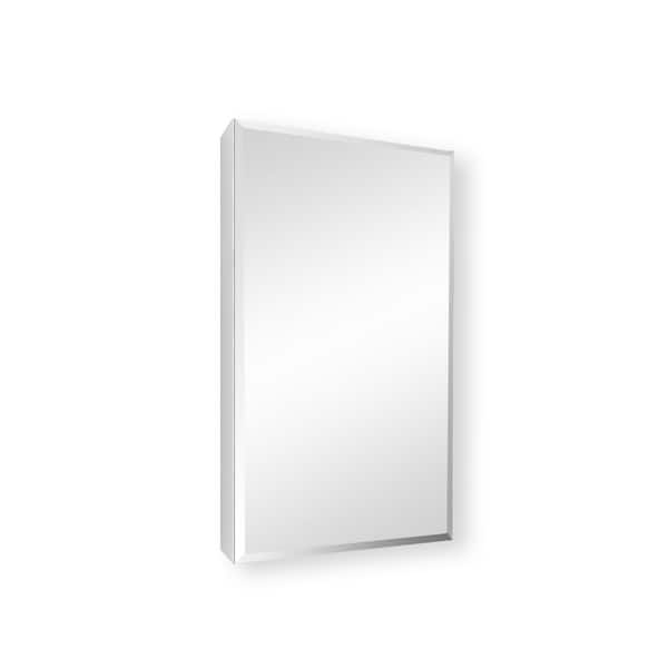 Unbranded 15 in. W x 26 in. H Small Rectangular Silver Aluminum Recessed/Surface Mount Medicine Cabinet with Mirror