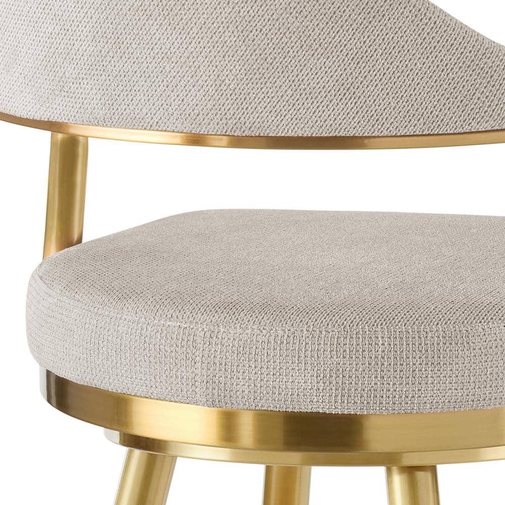 Justin 26" Taupe Swivel Counter Stool with Gold Metal Frame