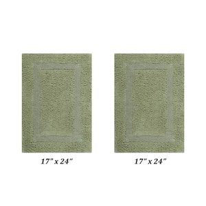 Lux Collection Sage 17 in. x 24 in. and 17 in. x 24 in. 100% Cotton 2-Piece Bath Rug Set