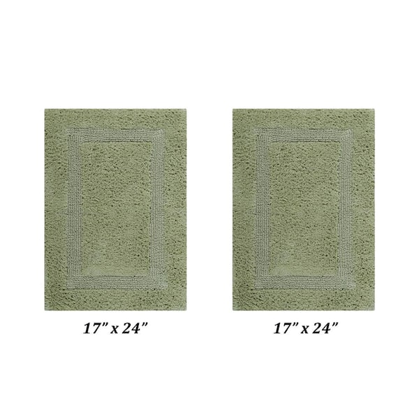 Better Trends Lux Collection Sage 17 in. x 24 in. and 17 in. x 24 in. 100% Cotton 2-Piece Bath Rug Set