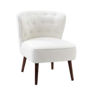 Storace Traditional Ivory Wingback Side Chair with Button Tufted