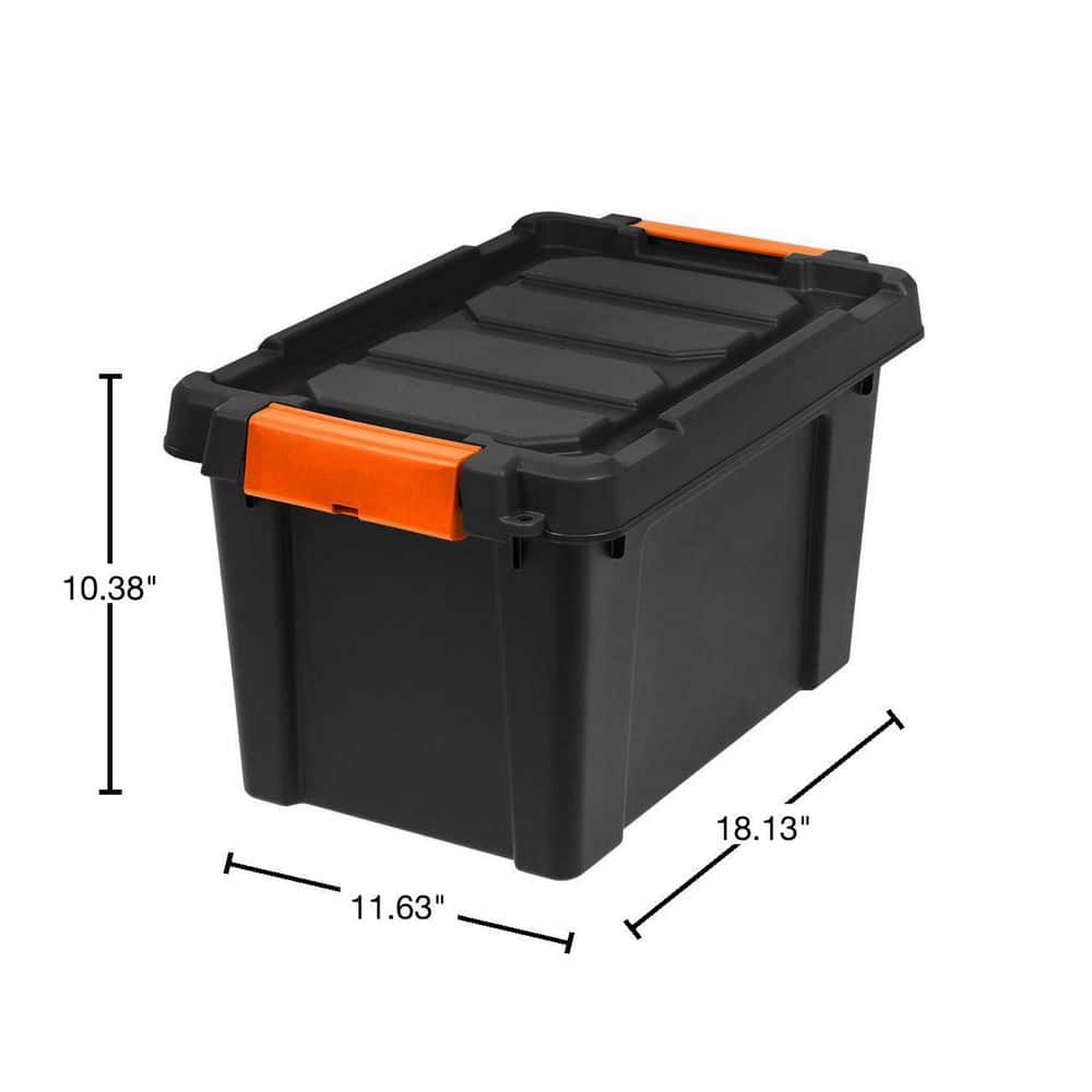 22 Qt. Black Heavy-Duty Stackable Storage Bin Set of 4