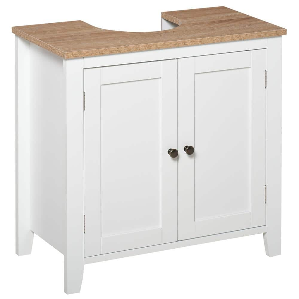 kleankin Pedestal Sink Storage Cabinet, Bathroom Under Sink Cabinet with 2  Doors and Open Shelf, Bathroom Vanity, Grey 834-431GY - The Home Depot