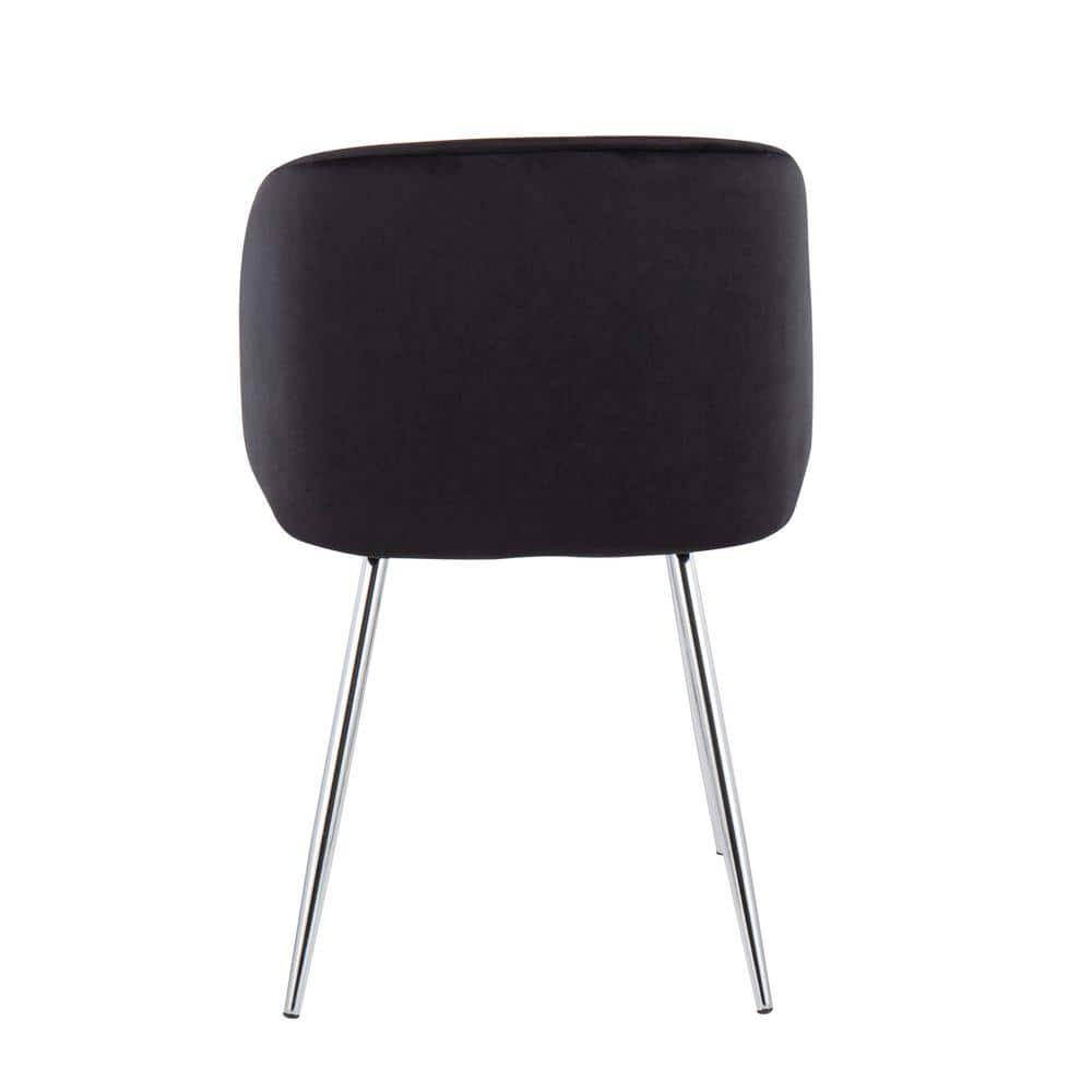 Contemporary Black Velvet Upholstered Dining Chair with Metal Legs