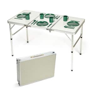 48 in. Silver Wood Adjustable Height Folding Table