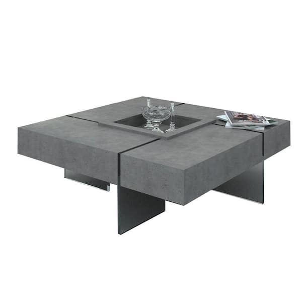 Benjara 47 in. Gray Square Wood Top Coffee Table