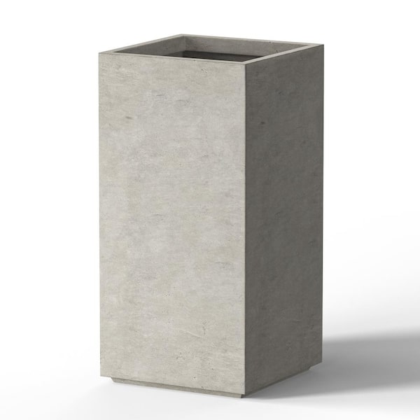 14 in. Large Light Gray Concrete Rectangular Planter / Pot with Drainage Holes