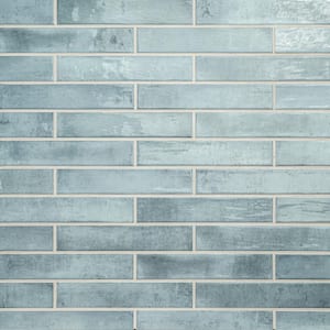 Take Home Tile Sample-Stella Oceano Blue 2 in. x 10 in. Glossy   Ceramic Subway Tile