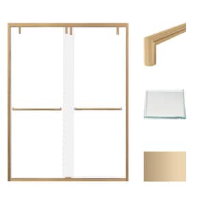 Eden 60 in. W x 80 in. H Sliding Semi-Frameless Shower Door in Champagne Bronze with Low Iron Glass