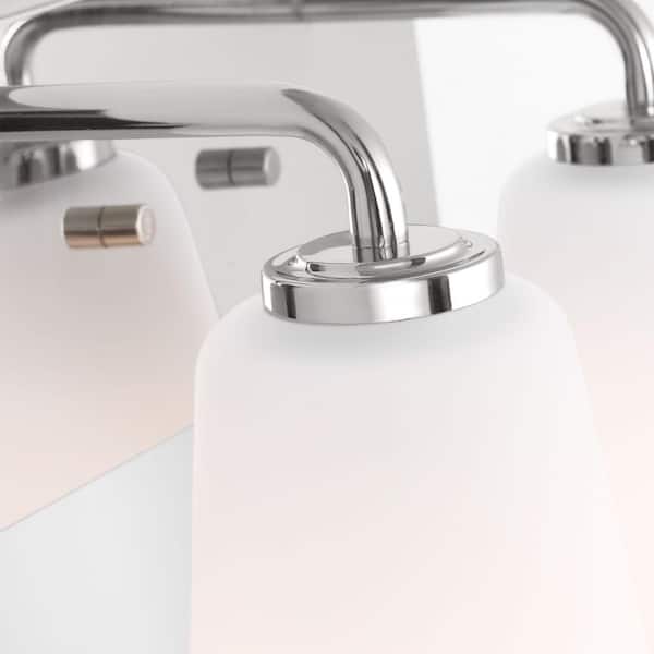 Generation Lighting - Miles 12 in. W x 8 in. H 2-Light Chrome Dimmable Medium Bathroom Vanity Light with No Bulb Included