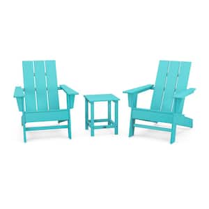 Grant Park Aruba HDPE Plastic Modern Adirondack 3-Piece Outdoor Chair Set