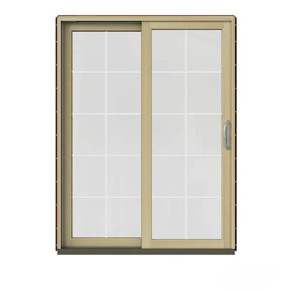 JELD-WEN 60 in. x 80 in. W-2500 Contemporary Red Clad Wood Left-Hand 10 Lite Sliding Patio Door w/Unfinished Interior