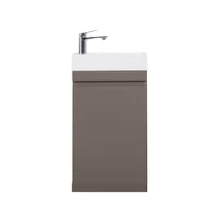 Elegant 18 in. W x 10 in. D x 32.3 in. H Freestanding Single Sink Bath Vanity in Gray with White Solid Surface Top