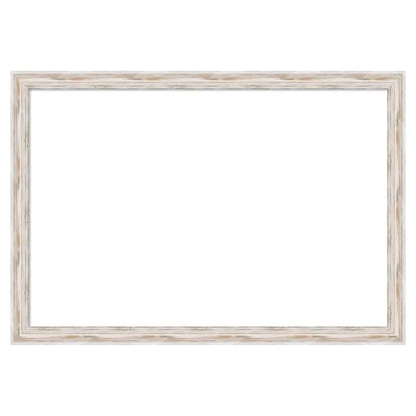 Amanti Art Alexandria White Wash Narrow 39 in. x 27 in. Wood Framed Dry Erase Magnetic Memo Board
