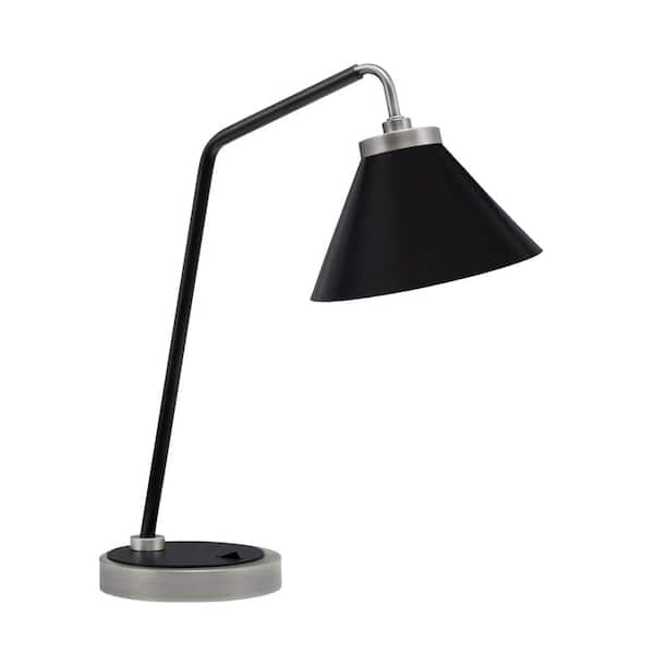 Unbranded Delgado 16.5 in. Graphite and Matte Black Piano Desk Lamp with Black Metal Shade