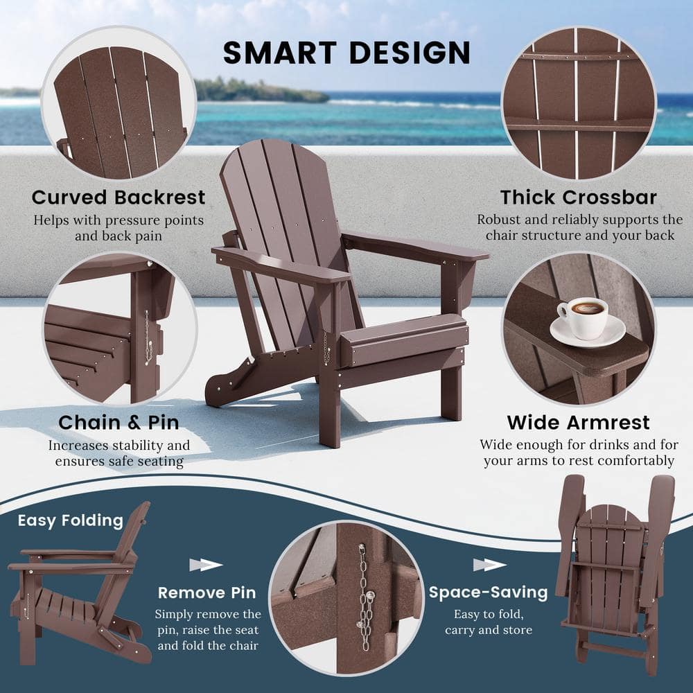 Dark Brown Moisture-Proof Finish Adirondack Chair Set of 2