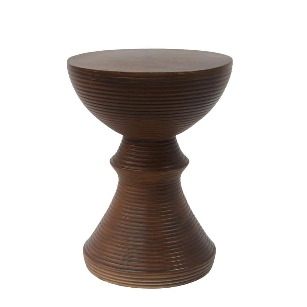 Brown Round Concrete Outdoor Side Table, for Garden Lawn Backyard